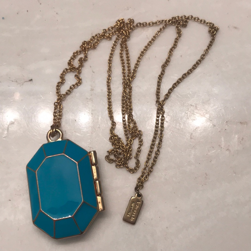 Kate spade turquoise locket on gold chain